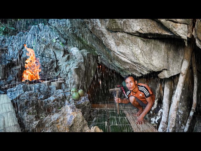 FULL VIDEO: 60 Days of Survival - Building a Cave Shelter and Cooking - Solo Camping
