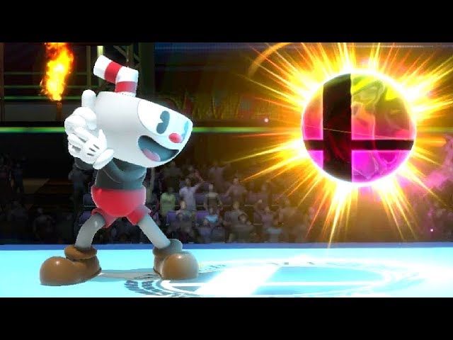 Cuphead All Victory Poses, Final Smash, Taunts + Bosses in Smash Bros. Ultimate