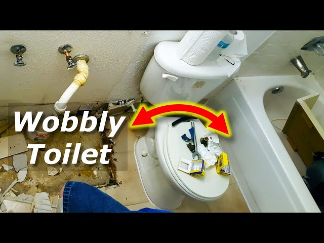 How To FIX Wobbly Toilet, Rocking - Not Bolted To Subfloor