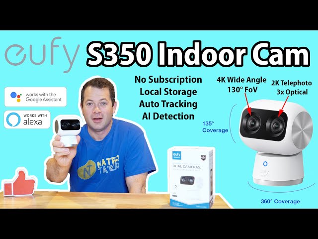 ✅ Indoor Security Camera with AI Tracking - Eufy Indoor Cam S350 - Dual Lens - Local Storage
