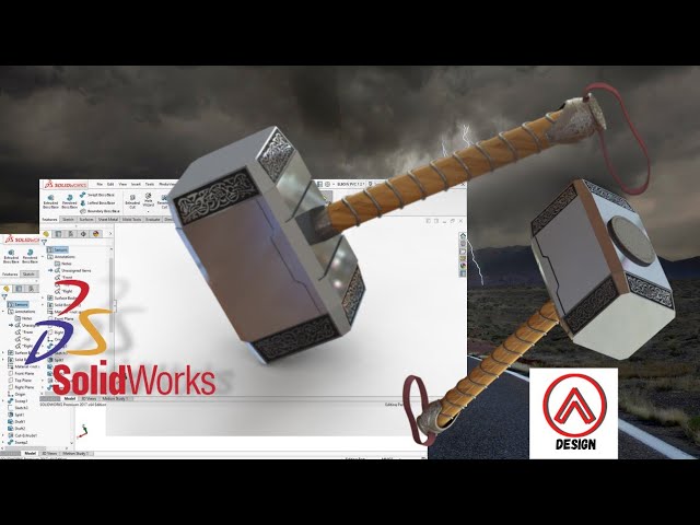 How to make Thor hammer Drawing in SOLIDWORKS