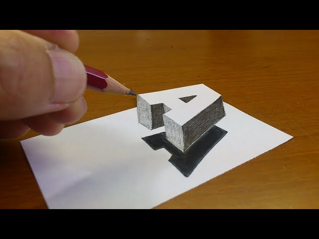 Very Easy!! How To Drawing 3D Floating Letter "A" #2  - Anamorphic Illusion - 3D Trick Art on paper