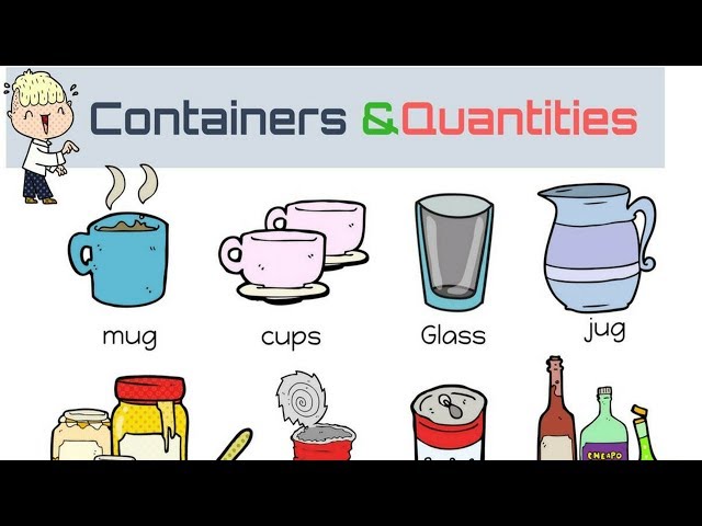 Containers and Quantities Vocabulary Words with Pictures