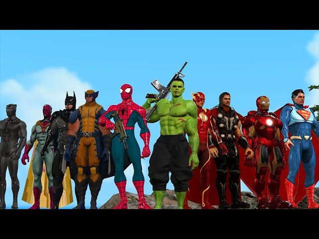 Siêu nhân người nhện vs Spiderman roblox rescue Hulk, superman ,flash,batman,black Panther,Iron Man