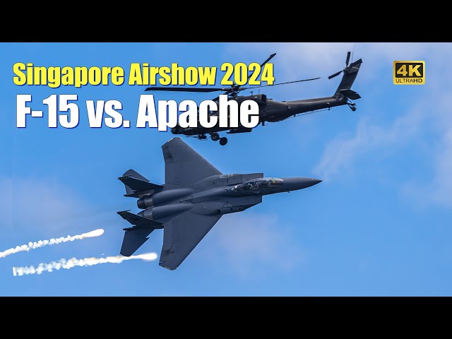 Singapore Airshow 2024 flying display：F-15 vs. Apache