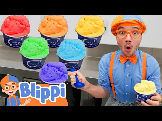 Rainbow Ice Cream Making with Blippi! | Learning Fun Yummy Food | Educational Videos For Kids