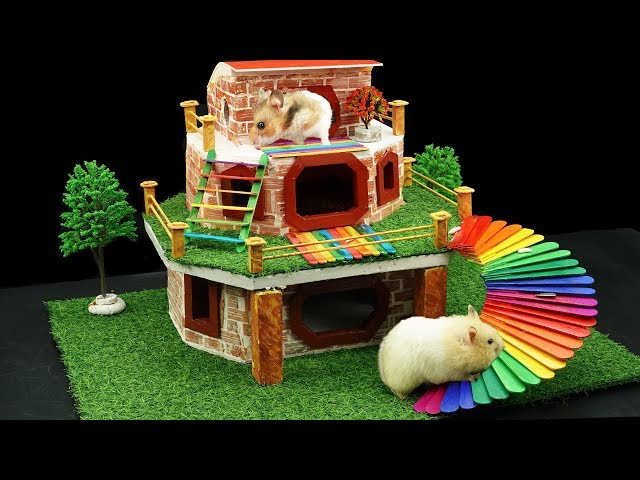 DIY - How to Build Amazing Hamster 3-Storey House With BRICKLAYING (Satisfying) - BRICK WALL