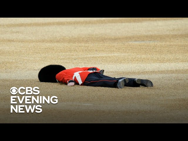The Queen's Guards try not to faint as temperatures soar