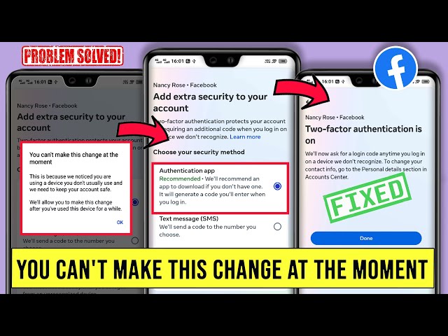 Facebook You Can't Make This Change At The Moment | Facebook Two Factor Authentication Problem Solve