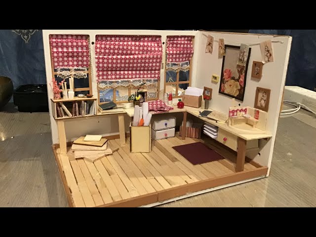 Miniature art and craft studio made from scraps