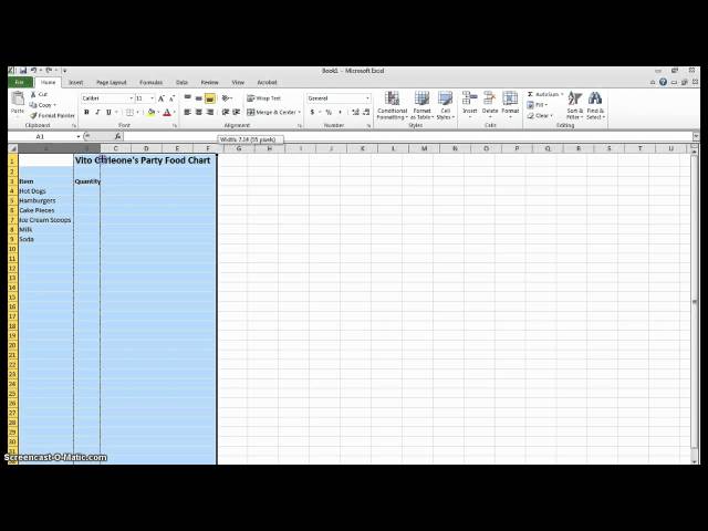 Creating Charts and learning other basic Excel tools