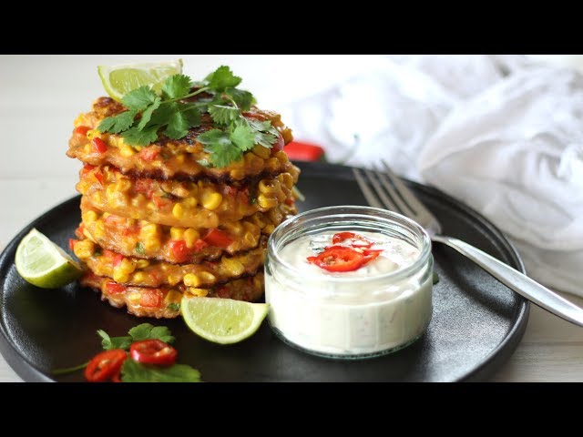 Corn Fritter Recipe with a Yoghurt Dip | How to Make Corn Fritters