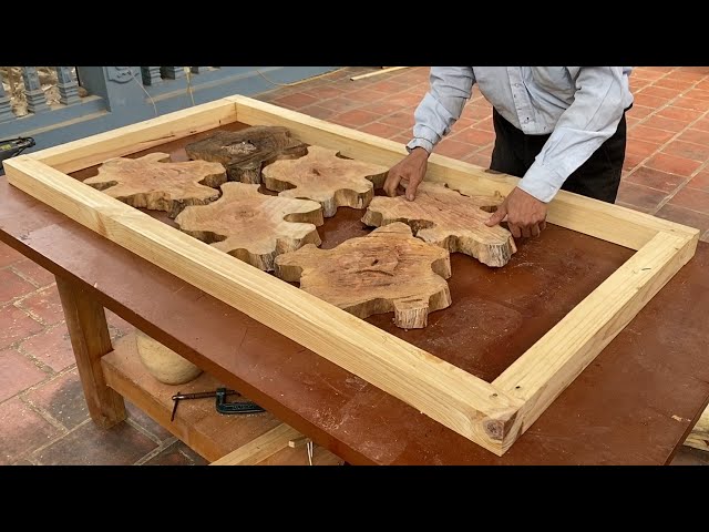 Great Idea Woodworking From Discarded Trees Stump // Build Outdoor Table With Creative Legs
