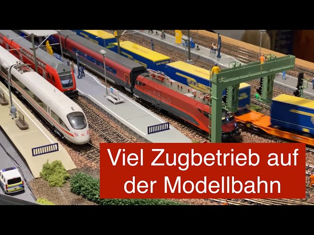 Trains running on model railway layout February 2020