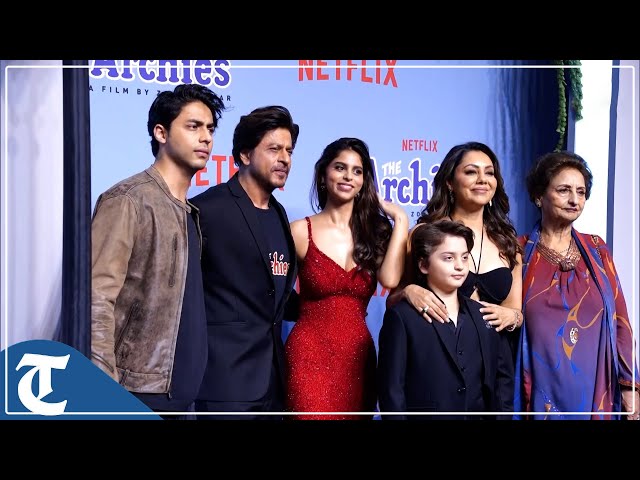 Shah Rukh Khan, Gauri, Aryan and AbRam arrive at Suhana’s 'The Archies' grand premiere