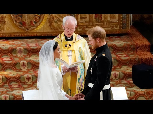 The Royal Wedding: The Archbishop leads the vows and the giving of the rings