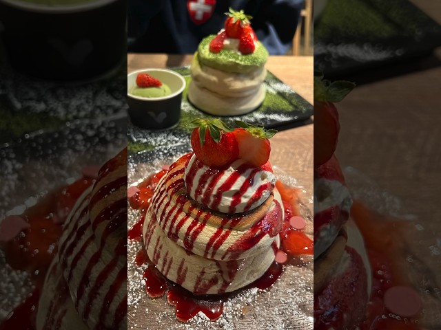 trying fluffy soufflé pancakes in japan