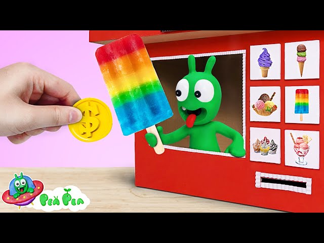 Pea Pea plays Selling Yummy Ice Cream - Funny Stop Motion Cartoon