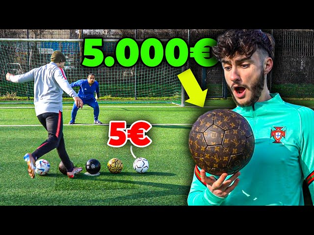 5€ vs 5.000€ BALL CHALLENGE! *Teuerster Fußball der Welt*