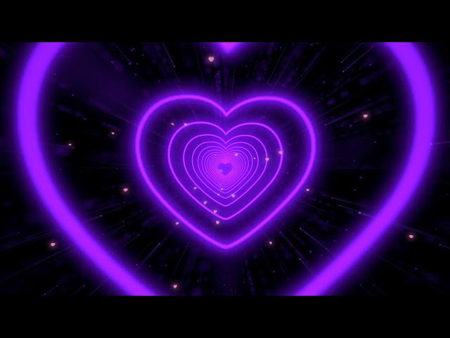 Beautiful 💜Purple Heart Background ✨Neon Lights Love Heart Tunnel Loop [2 Hours]