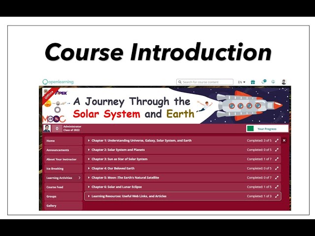Introduction of course : A Journey through the Solar system and Earth