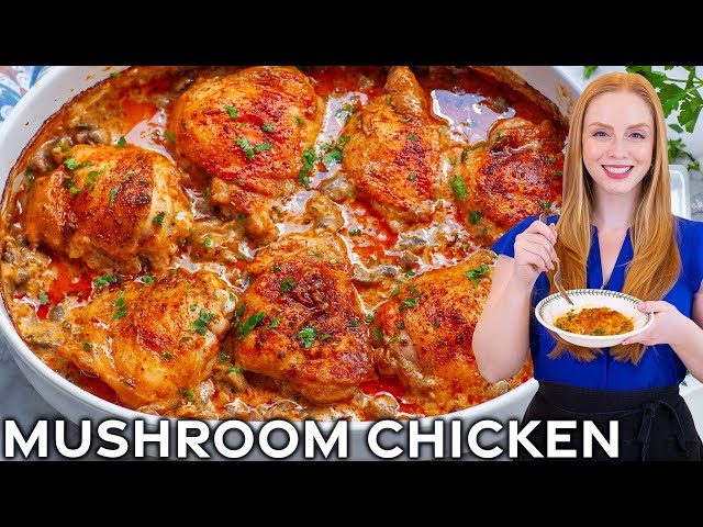 Easy, Creamy Mushroom Chicken Recipe! 5-Star Chicken Dinner!