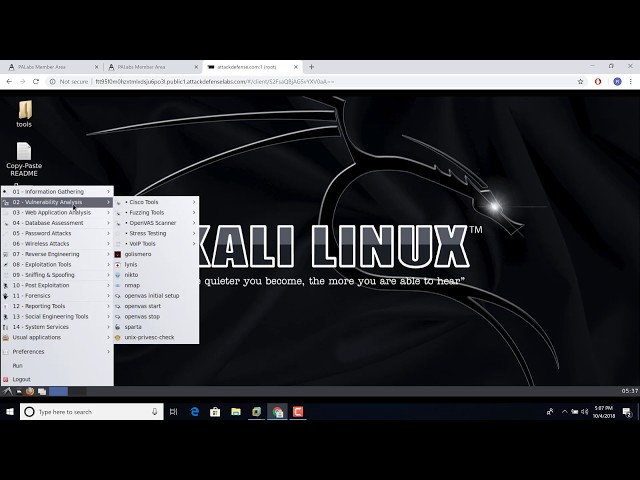 AttackDefense CTF Launch! Kali in the Browser