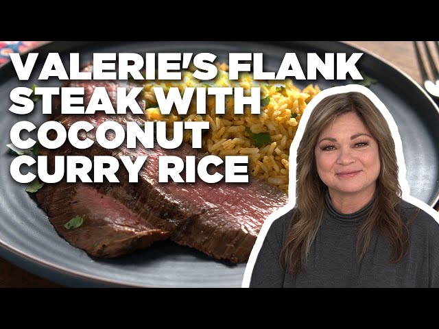 Valerie Bertinelli's 5-Ingredient Marinated Flank Steak with Coconut Curry Rice | Food Network