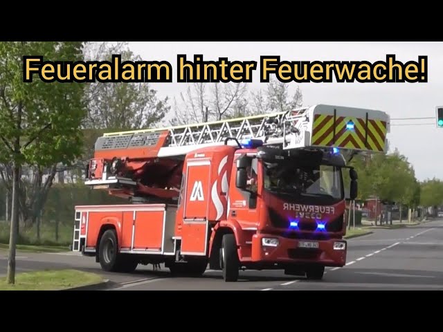 Gebäudebrand hinter Feuerwehr - FF Wolfen rückt mit HLF20 & DLAK42 zum Rauchmelder hinter Wache aus