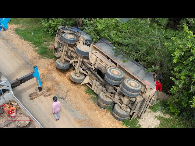 Incredible Dumper Truck Accident And Amazing Recovery Extreme Helping By Crane Truck Operation
