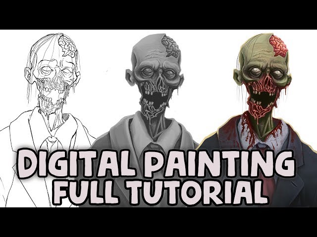 Digital Painting Tutorial - Sketch to Greyscale Values to Colour