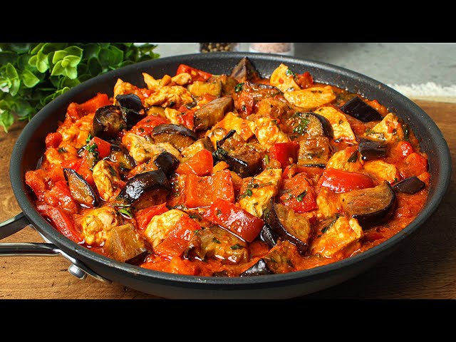 My husband's favorite recipe! Chicken fillet with eggplant! Incredibly delicious!