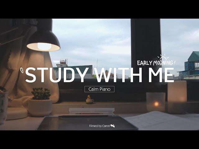 2-HOUR STUDY WITH ME | Calm Piano🎹, Background noise | Pomodoro 50/10 | Cloudy Day ☁️