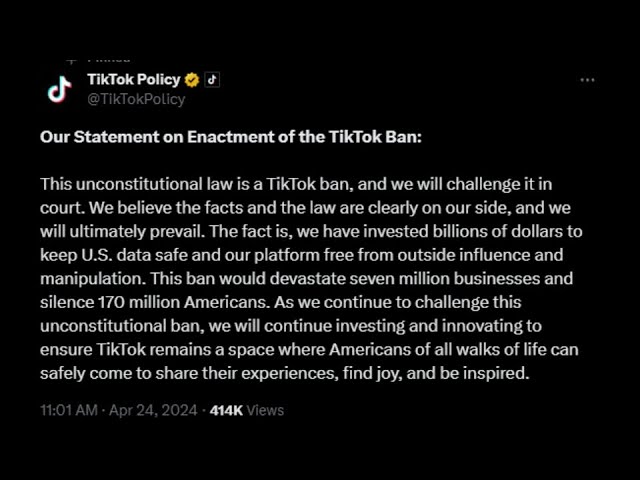 Tik Tok Ban Has Been Signed