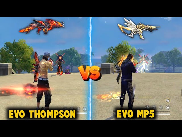 NEW EVO CINDERED COLOSSUS THOMPSON VS EVO MP5 DAMAGE ABILITY TEST | BEST EVO GUN SKIN - FREE FIRE