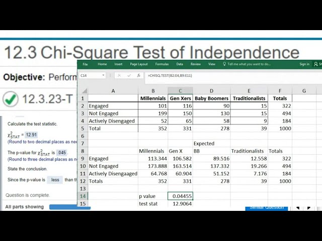 Chi Square Problems and Solutions with  =CHISQ.TEST =CHISQ.INV.RT