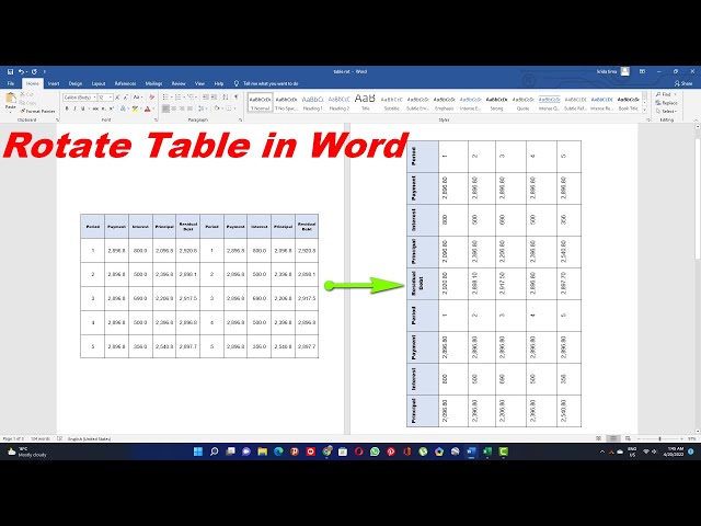 How to Rotate a Table in Microsoft Word