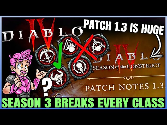 Diablo 4 - WARNING: INSANE Patch 1.3 Class Changes - Nerfs, New Unique Gear & More - Full Breakdown!