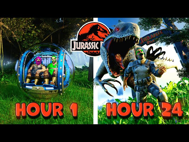 I Survived 24 Hours Straight in Jurassic Park on ARK Survival Evolved