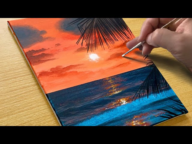 Sunset Seascape Painting / Acrylic Painting for Beginners