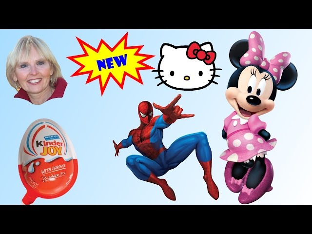 ♥♥  5 Surprise Eggs - Disney Princess, Spiderman, Hello Kitty,   Minnie Mouse, and Kinder Joy
