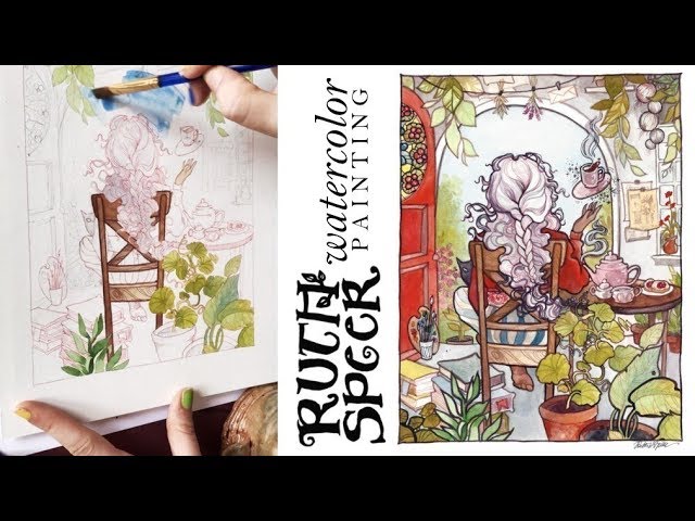 WATERCOLOR TIMELAPSE ♥ Plant Lady Painting ♥ Ruth Speer
