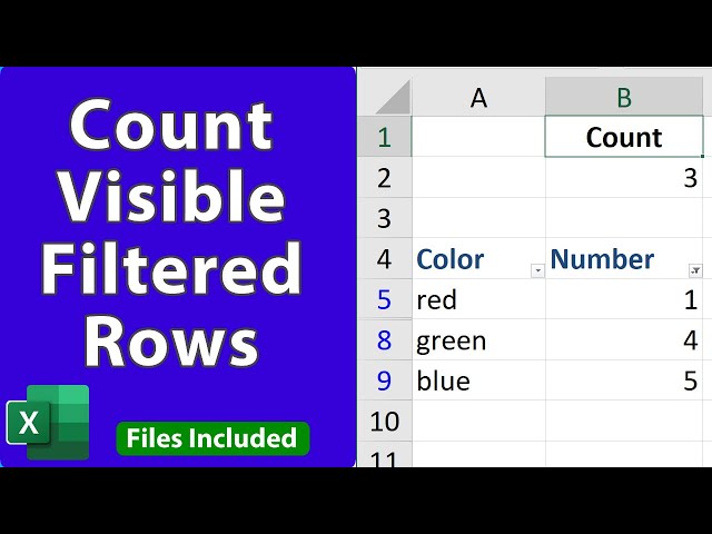 Count Visible Rows in a Filtered List in Excel - EQ 99