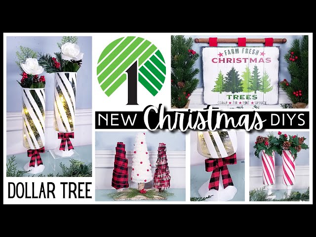 *NEW* MUST SEE DOLLAR TREE CHRISTMAS DIYs | Holiday DIY Vase Trees & Rustic Wall Home Decor 2022