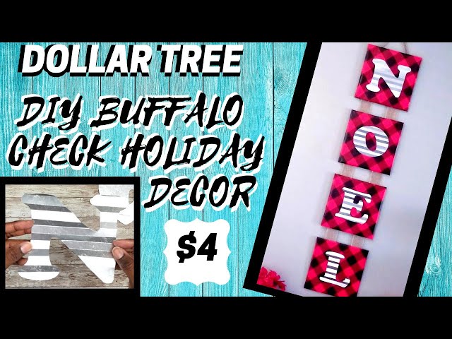 DIY DOLLAR TREE RUSTIC HOLIDAY NOEL WALL DECOR || CHRISTMAS BUFFALO CHECK!