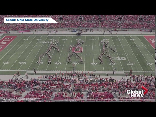 Ohio State marching band "floss" during halftime performance