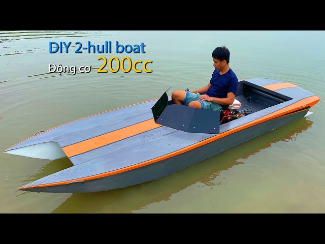 Making boat 2 hull from plywood with engine 200cc