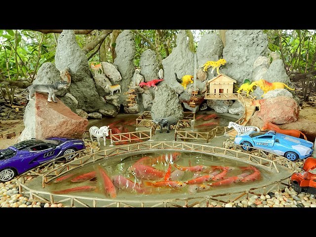 Building Mini Bricklaying Model Red Fish Pond