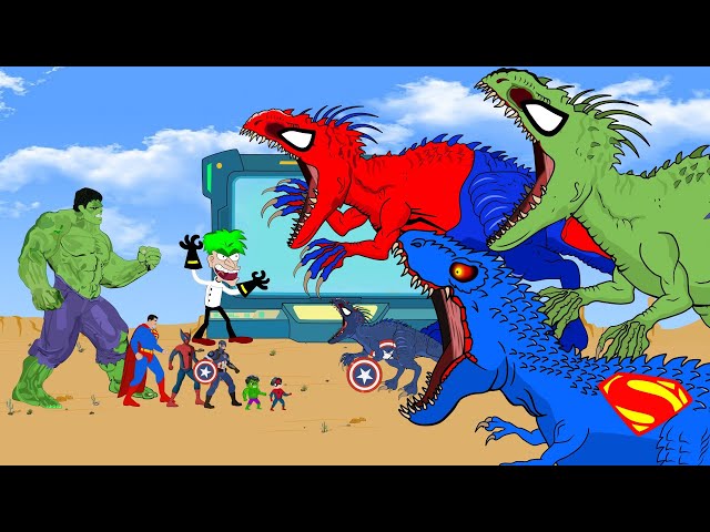 Team Hulk,SpiderMan,SuperMan& the evolution and development of Marvel dinosaurs:who will win ?|FUNNY