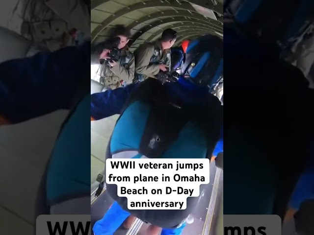 WWII veteran jumps from plane in Omaha Beach on D-Day anniversary